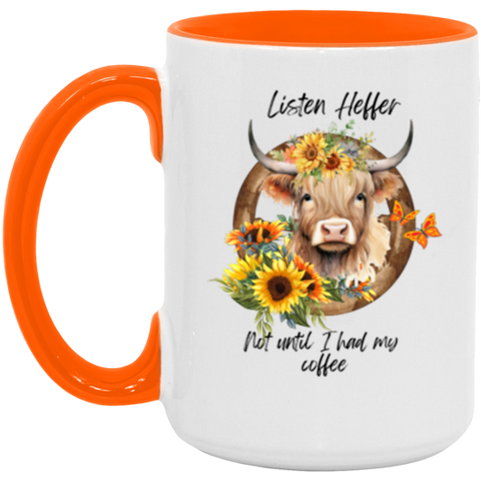 15oz Accent Mug | Highland Cow | Listen Heffer