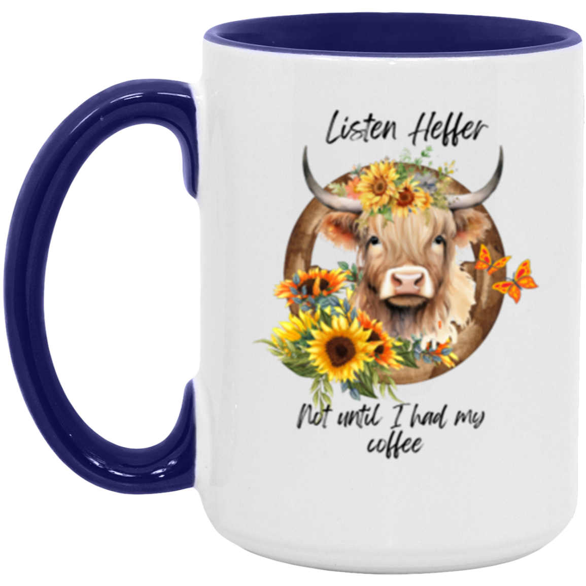 15oz Accent Mug | Highland Cow | Listen Heffer