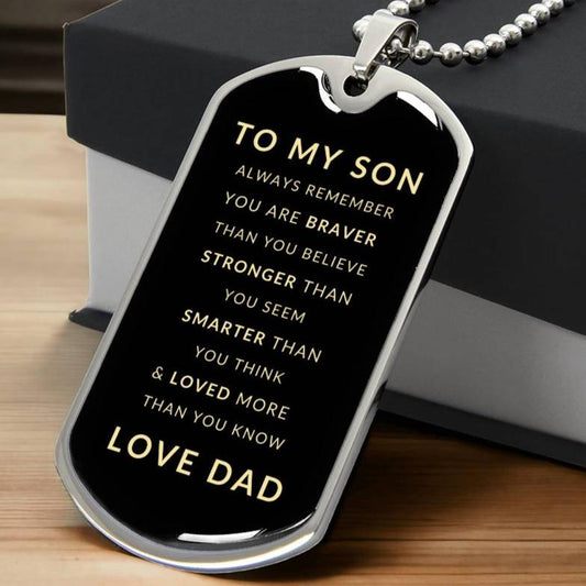 Gift for Son from Dad | Luxury Military Necklace and Dog Tag