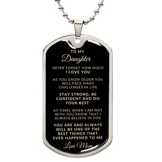 To Daughter  From Mom | Keepsake Military Necklace | Custom Engrave on Back