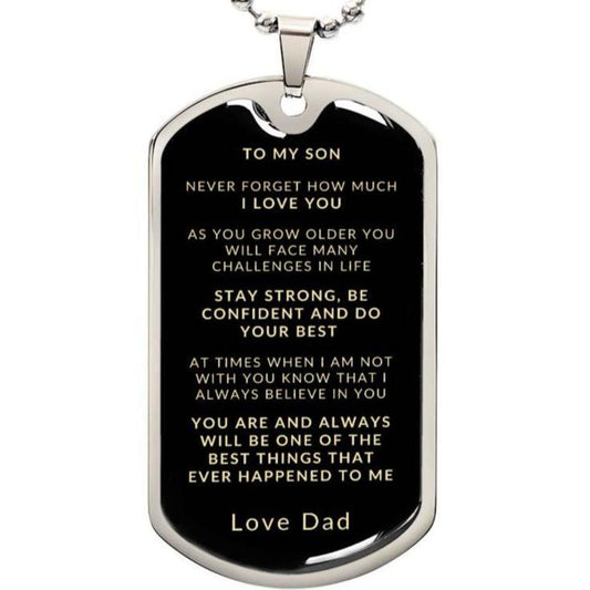 To Son From Dad | Keepsake Military Necklace | Custom Engrave on Back