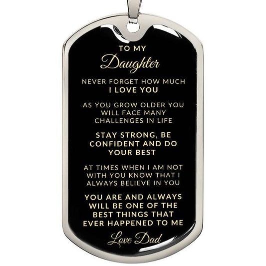 To Daughter Love Dad | Keepsake Military Necklace | Custom Engrave on Back