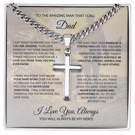 To An Amazing Dad | Cuban Chain with Artisan Cross Necklace