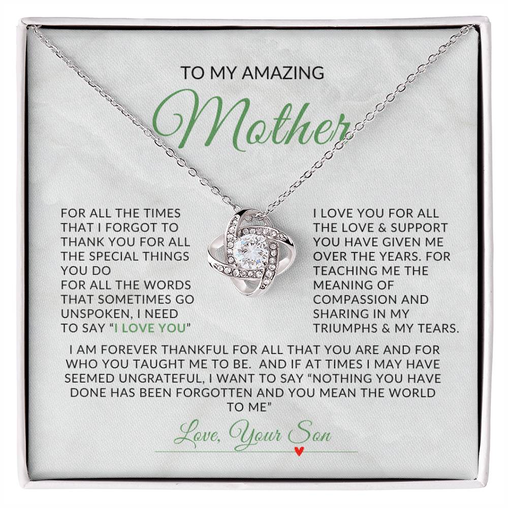 To My Amazing Mom | Love Knot Necklace | Gift For Mom