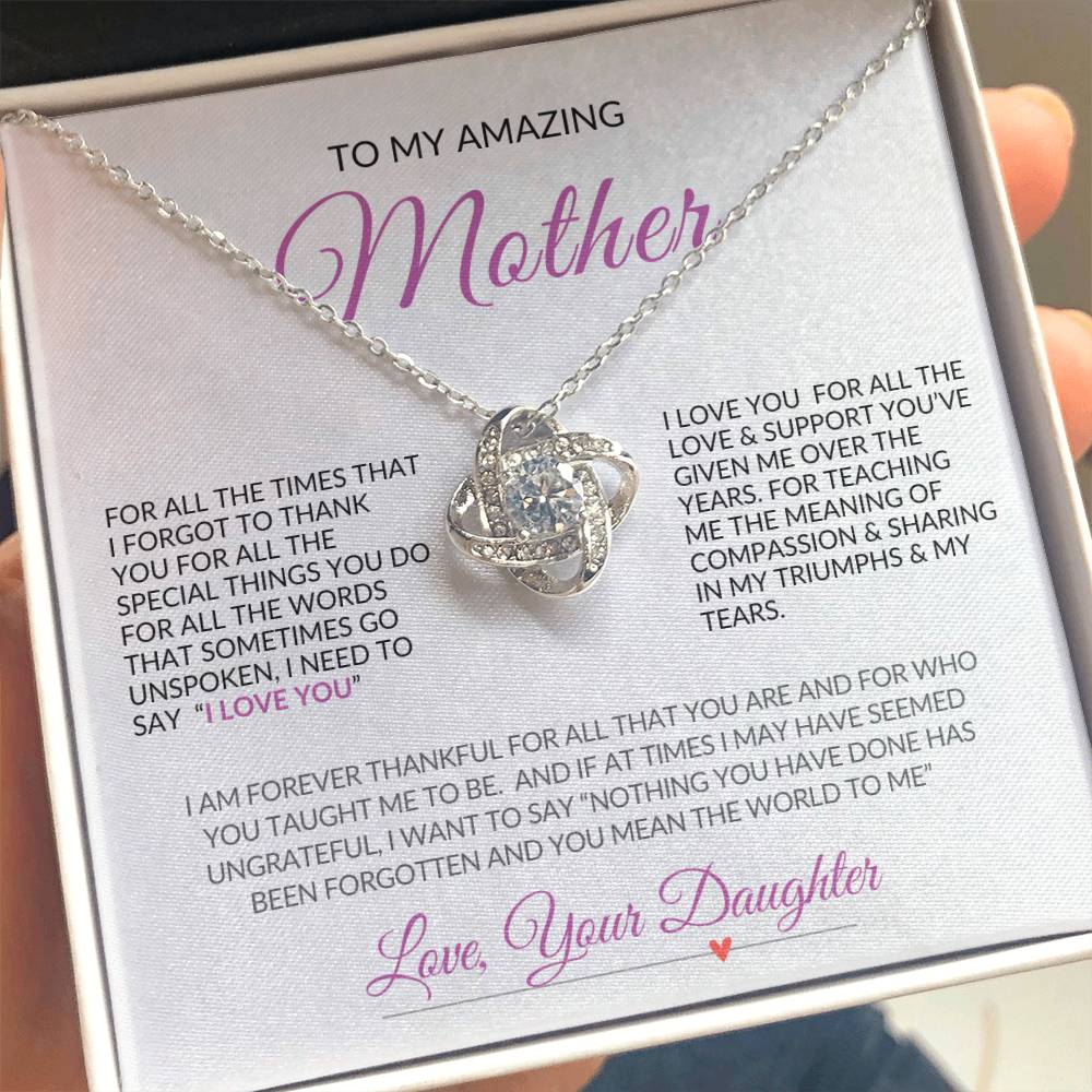 To My Amazing Mother | Love Knot Necklace | Gift for Mom