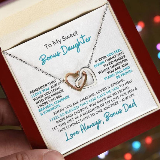 Interlocking Hearts | Speicial Gift for Bonus Daughter for Bonus Dad