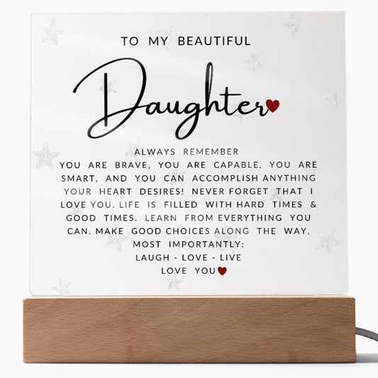 To My Beautiful Daughter | LED Nightlight | Affirmations