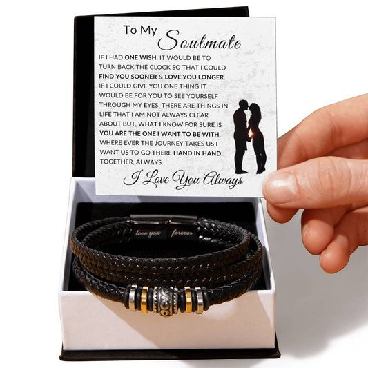 One Wish To My Soulmate |  Men's "Love You Forever" Bracelet